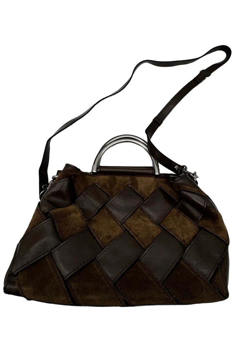 Patricia Nash Women's Novara Woven Leather Satchel Mushroom